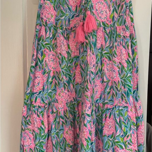 Lilly Pulitzer Dresses & Skirts - Lilly Pulitzer Pink & Green Floral Tiered Maxi Dress